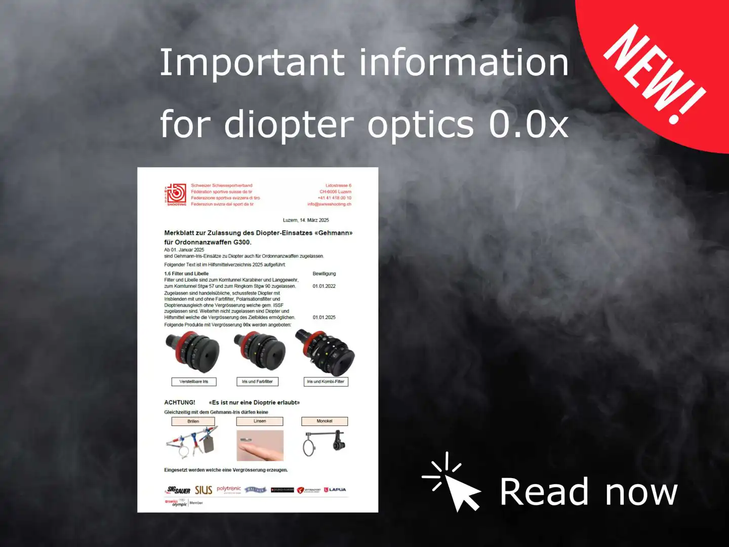 Instruction sheet for diopter optics 0.0x Gehmann