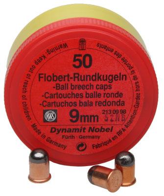 RWS Flobertpatrone 9mmFl, Rundkugel No.90