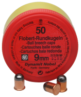 37.5560 - RWS Flobertpatrone 9mmFl, Rundkugel No.90