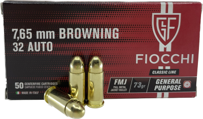 Fiocchi FFW-Patrone 7.65mm Brow. .32 Auto FMJ 73gr