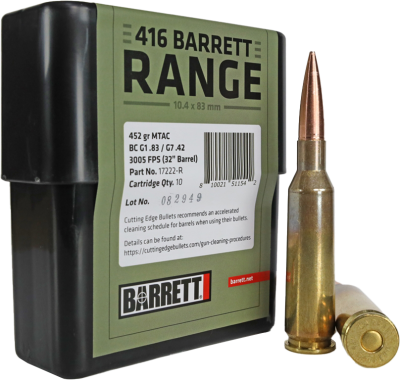 Barrett cartridges .416Barrett, 452gr MTAC 