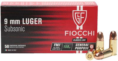 Fiocchi FFW-Patrone 9mmLuger FMJ Subsonic 158grs