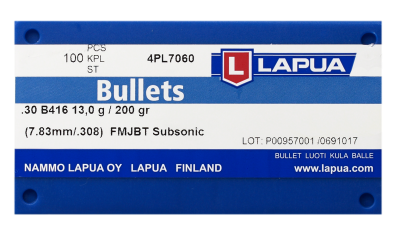 Lapua bullet 7.62mm, Subsonic FMJBT 200gr B416