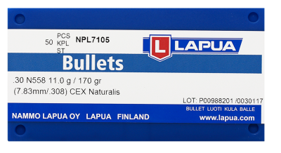 Lapua projectile 7.62mm,Naturalis Solid 170gr N558