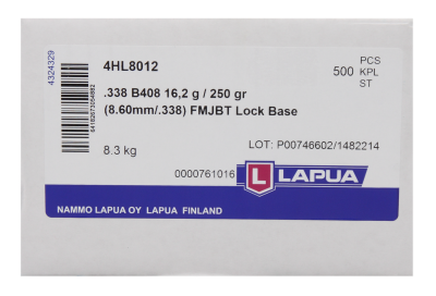 Lapua Projectile .338, Lock Base FMJBT 250gr B408