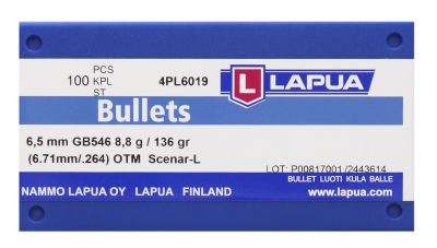 Lapua Projectile 6.5mm, Scenar-L OTM 136gr GB546