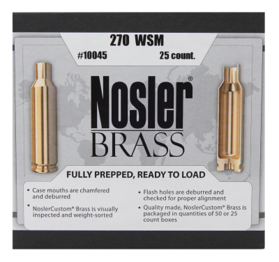 Nosler Douilles .270WSM, NC Brass (25Pcs.)