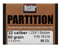 Nosler Projectile .22, Partition Sp 60gr (50Pcs.)