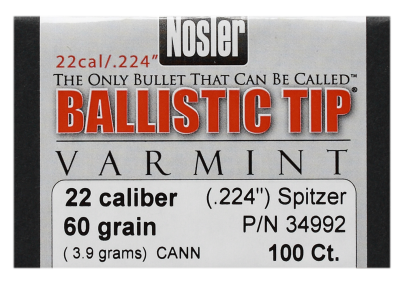 Nosler Projectile .22, BallisticTip 60gr (100Pcs.)