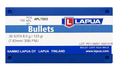 Lapua bullet 7.62mm, Spitzer FMJ 123gr S374