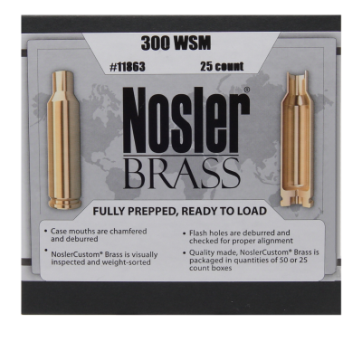 Nosler Douilles .300WSM, NC Brass (25Pcs.)