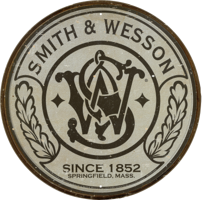 S&W Round Tin Sign, S&W Logo